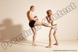 Underwear Martial art Man - Man White Moving poses Slim Short Blond Dynamic poses Academic